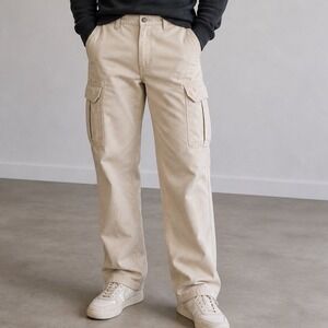 Carhartt Mens Tan Canvas Cargo Work Pants Relaxed Fit Khaki 38x30